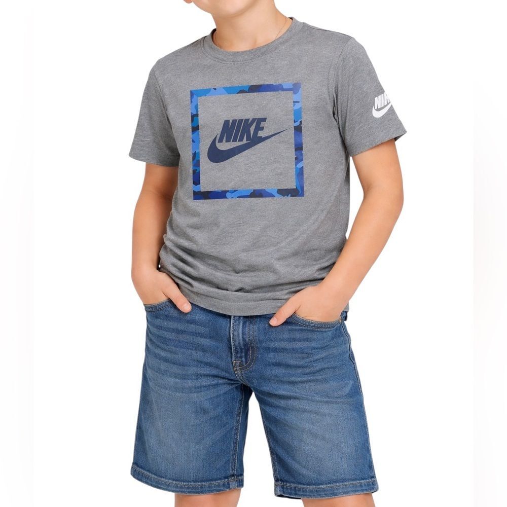 Nike Boys Camo Logo Graphic T-Shirt | Size 7